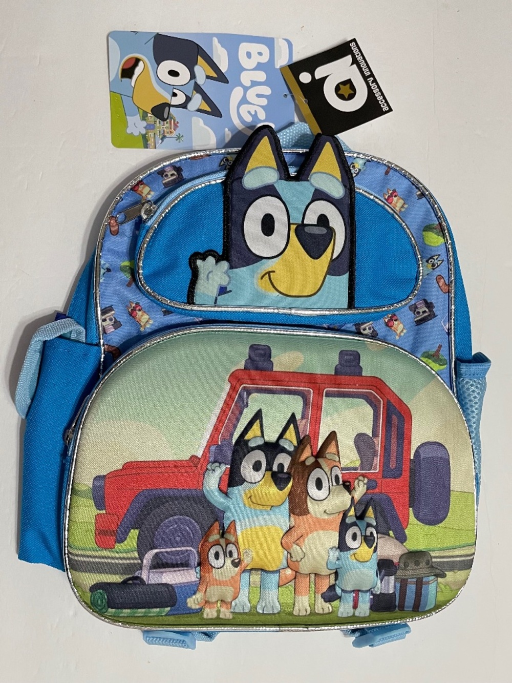 Small Backpack - Bluey - Face Bingo Family 3D Pop-Up 12" School Bag NEW with tag